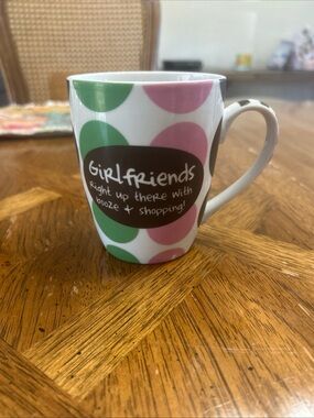 Pier 1 Polka Dot 'Girlfriends' Ceramic Mug - Pink & Green